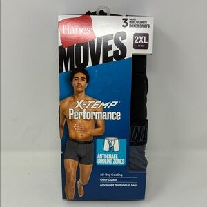 Hanes Moves Men’s Boxer Brief Underwear Black & Grey 3-Pack XL, 2XL